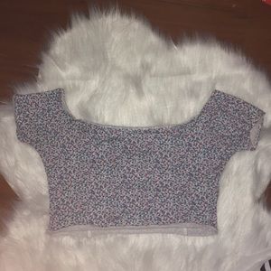 FLORAL OFF THE SHOULDER CROP TOP/HOLLISTER